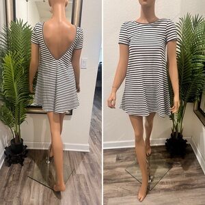 Olivaceous bkack and White Striped Dress XS